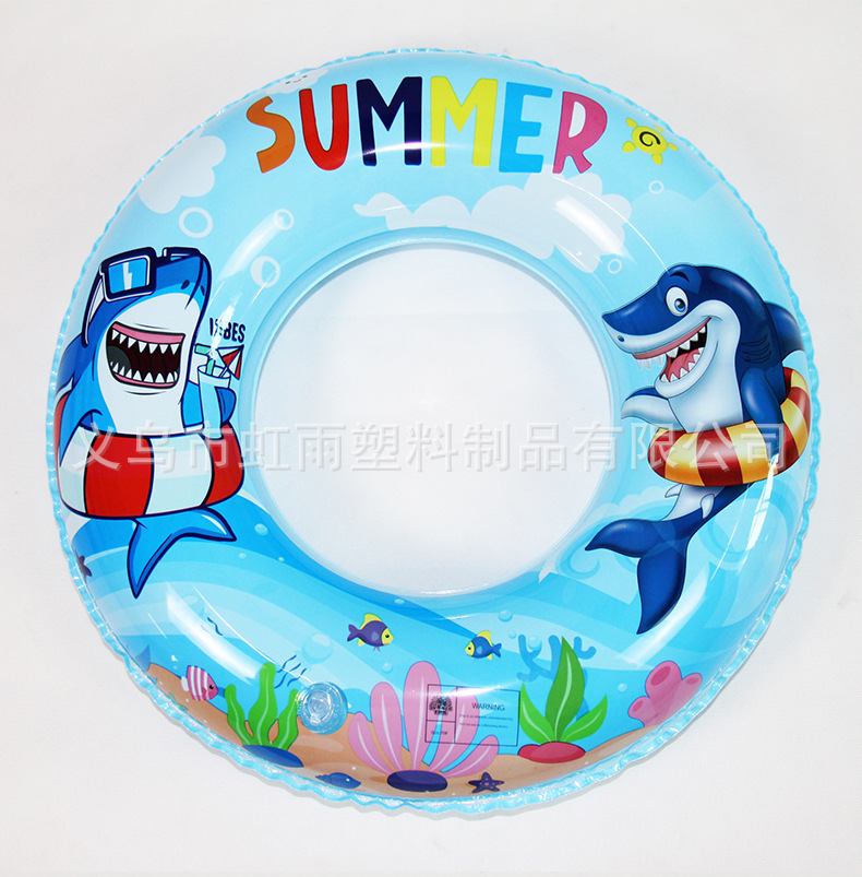 虹雨新款儿童小鲨鱼游泳圈批发可爱卡通大白鲨腋下圈加厚充气泳圈详情3