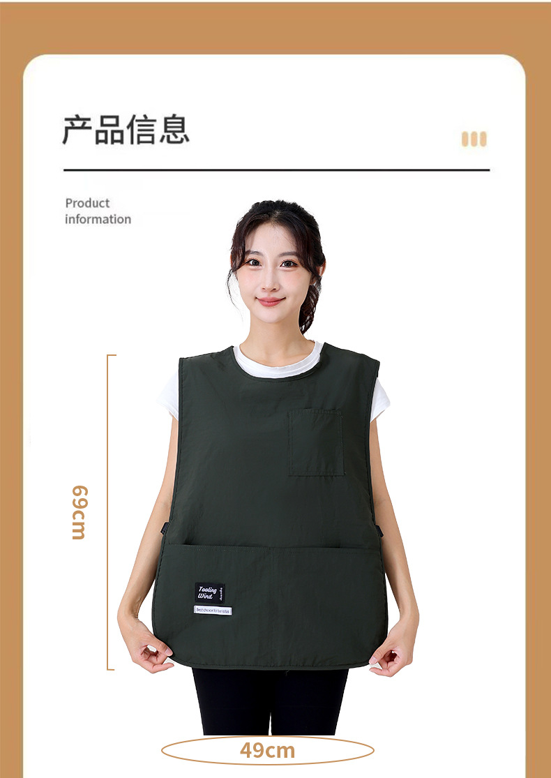韩版家用防水防油围裙咖啡店工作服坎肩加大可印logo马甲工作服详情4
