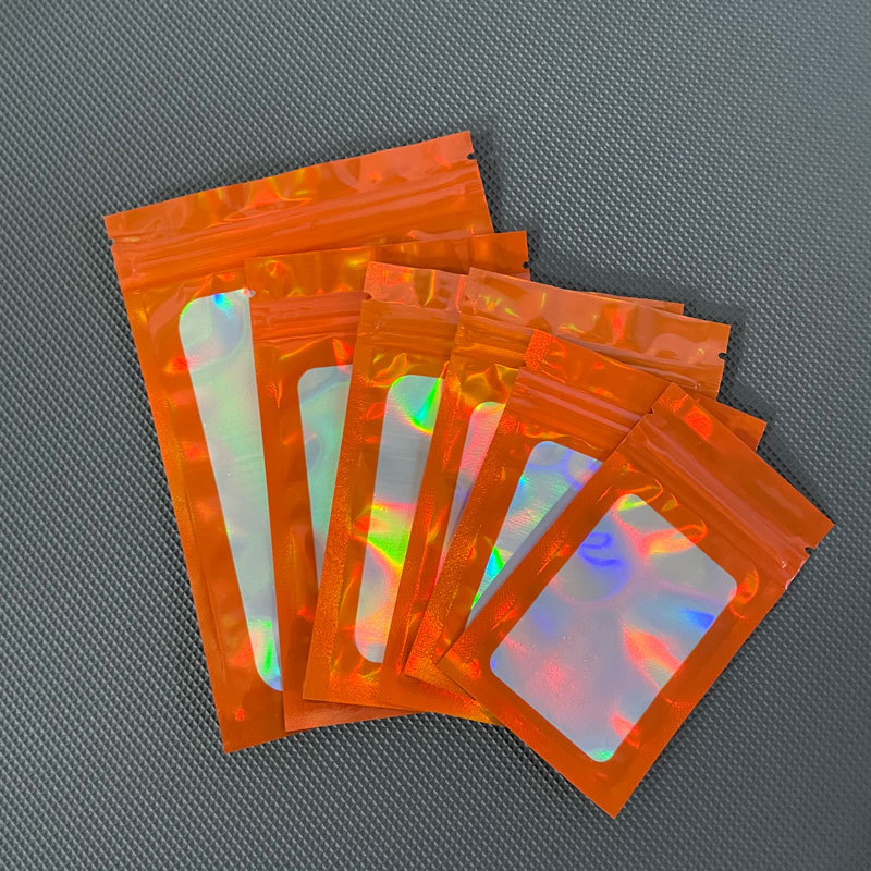 In-stock color window laser self-sealing bags, jewelry packaging bags, phone cases, plastic bags, food sealing bags with fixed logos pic 7