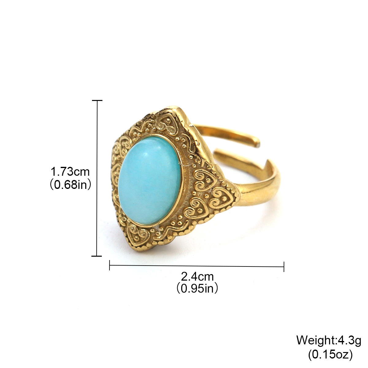 Best-selling stainless steel natural stone rings for women on AliExpress, non-fading titanium steel retro geometric rings for women pic 19