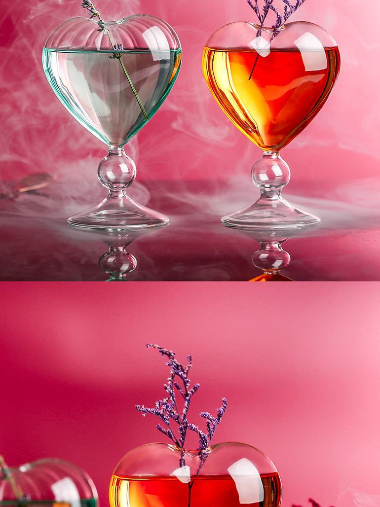 ins popular heart-shaped cocktail cup, personalized bar juice cup, creative Japanese glass wine glass, tall glass pic 12