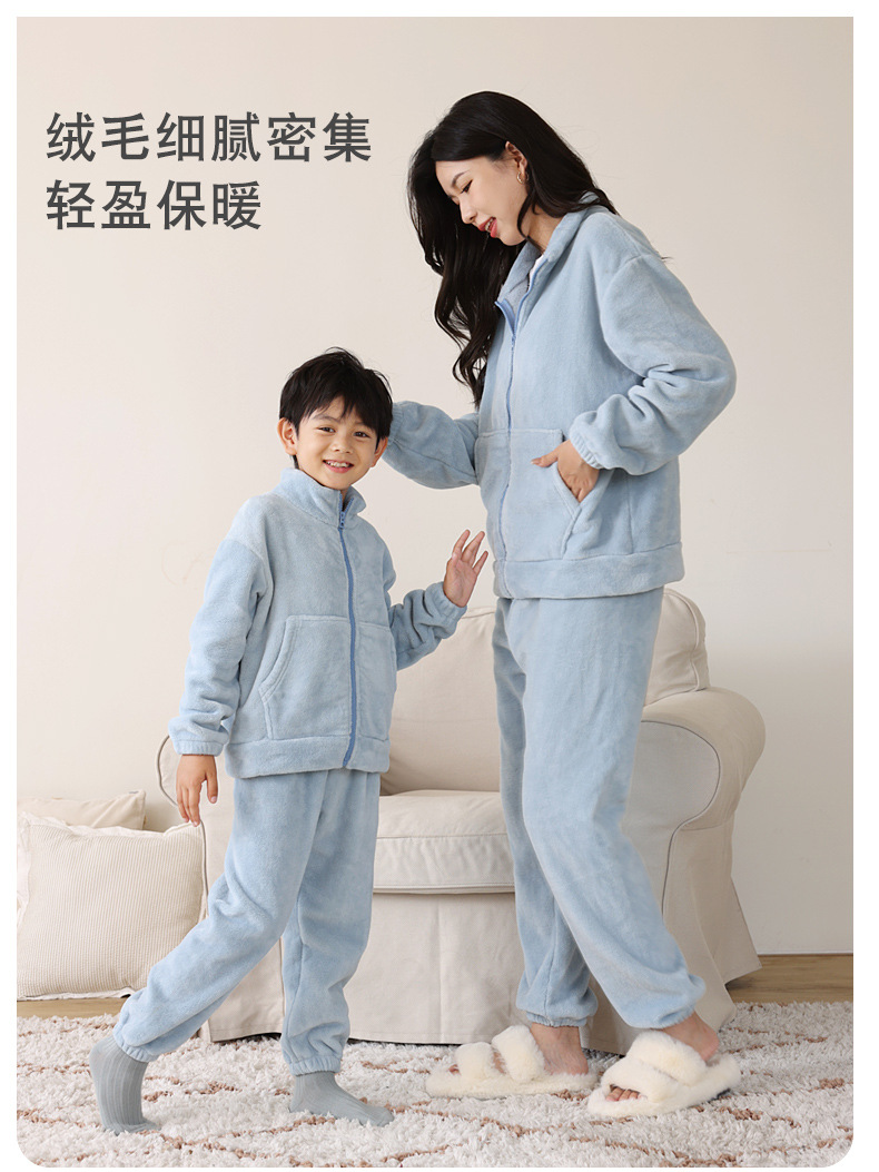 儿童法兰绒睡衣套装亲子款加绒睡衣秋冬暖暖家居服新款加厚珊瑚绒详情6