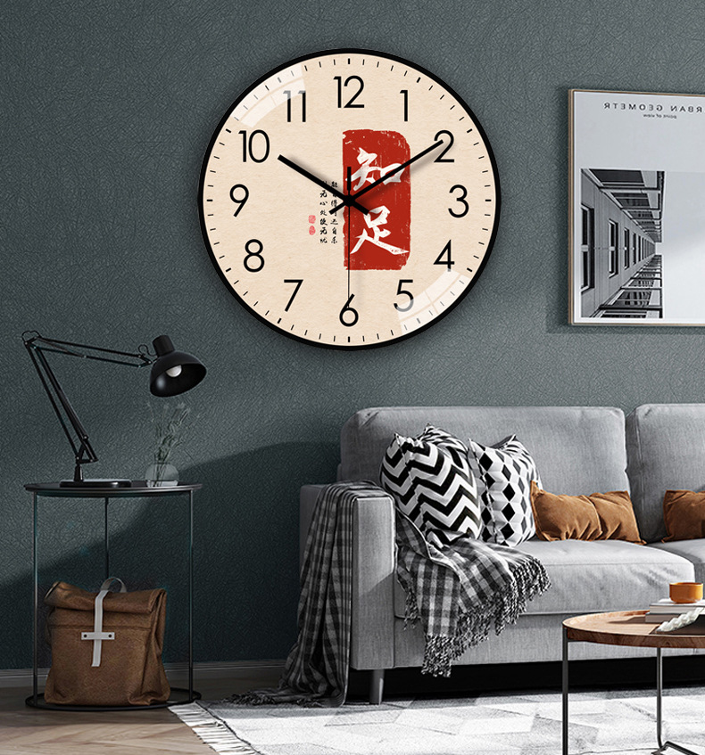 恒丽创意新款中国风圆形挂钟免打孔喜庆吉祥钟粘贴式时尚静音挂钟详情22