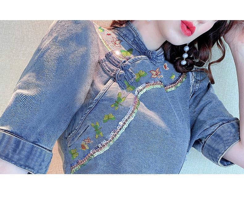A new retro Chinese style button-up cheongsam improved version of a young and trendy dress for girls pic 12