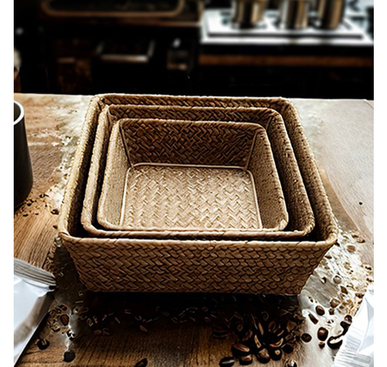 手工编织桌面收纳筐洗漱护肤化妆用品整理篮茶几遥控器钥匙收纳筐详情9