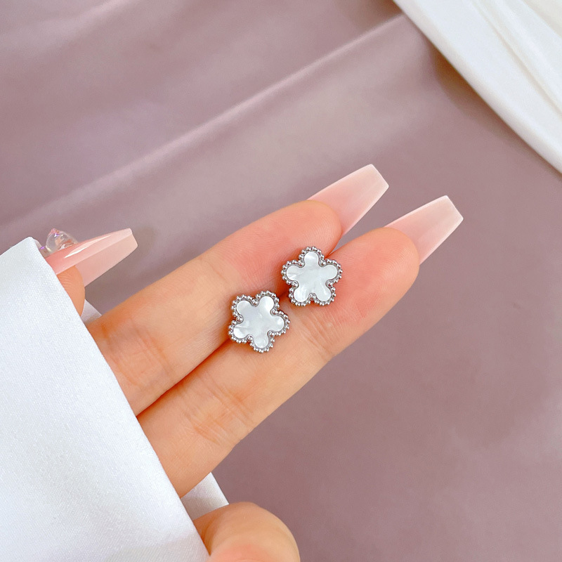 【通体钛钢】贝母幸运草极简风耳钉冷淡男女耳环个性气质宴会耳饰详情30