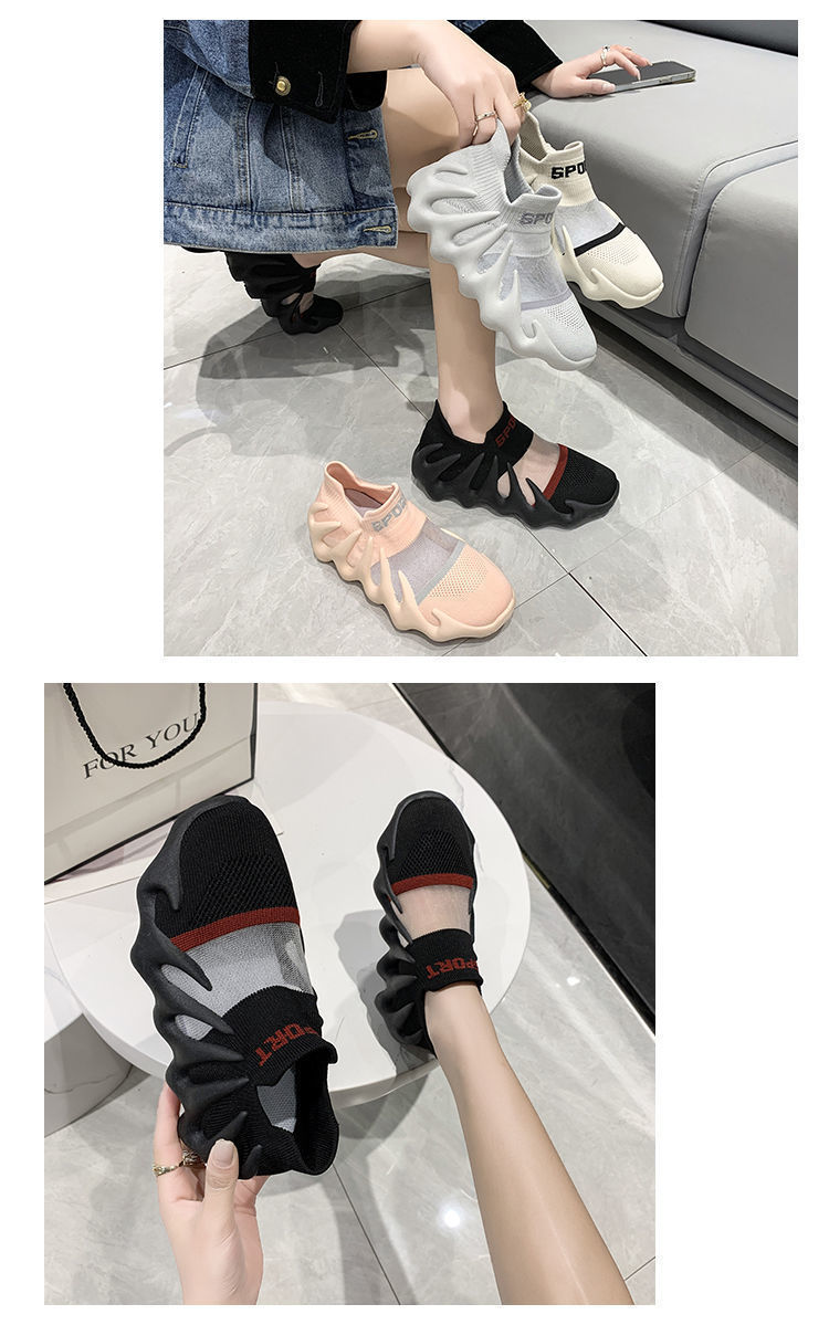 2024新款八爪鱼网面透气运动鞋女夏厚底软底透网跑步鞋时尚休闲鞋详情4
