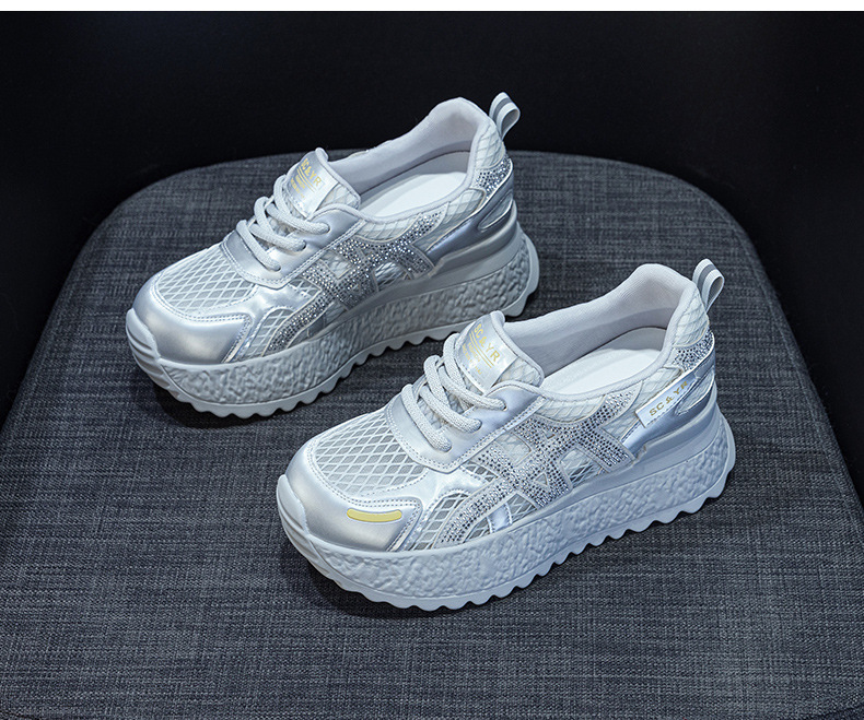 小个子厚底小白鞋女2025夏款轻奢爆款浅口透气运动增高休闲老爹鞋详情21