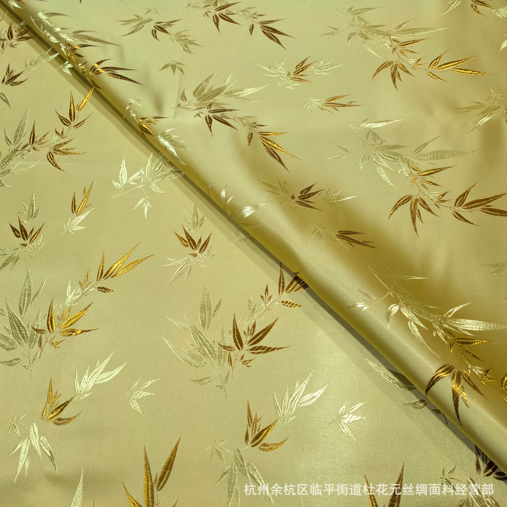 厂家真三五大竹叶织锦缎仿古唐装旗袍布料宠物服坐垫布丝绸面料详情21