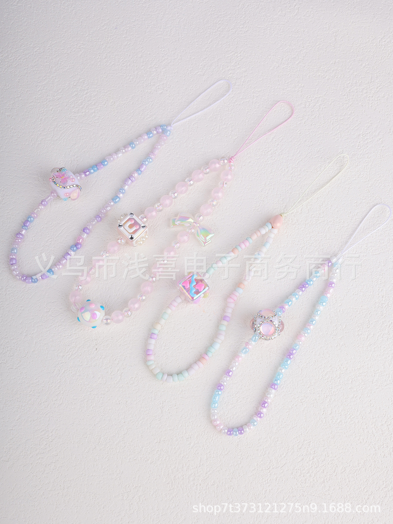 美少女心清新甜心美宝石树脂钻镶嵌手绘手机链串珠手机壳挂链件饰详情3