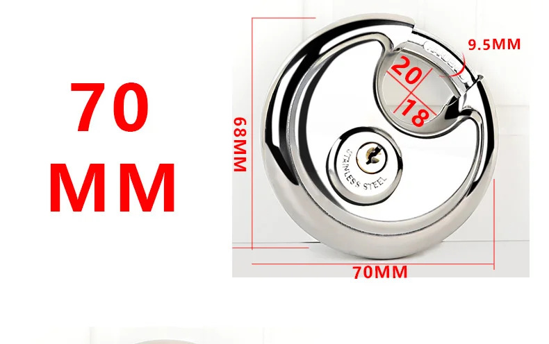 Round stainless steel padlock, anti-crushing, anti-prying, anti-theft, car and warehouse door lock, horizontal opening lock head, outdoor waterproof lock pic 6