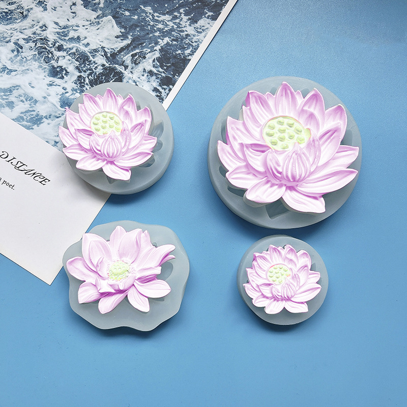diy lotus silicone mold, lotus chocolate cake, fondant dew, scented candle, soap, and epoxy resin decorative mold pic 3