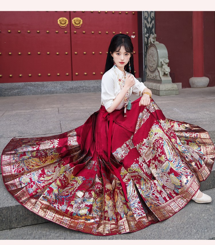 国潮-古装中国风古筝演出服春秋季马面裙套装成人礼礼服初中生少女汉服详情5