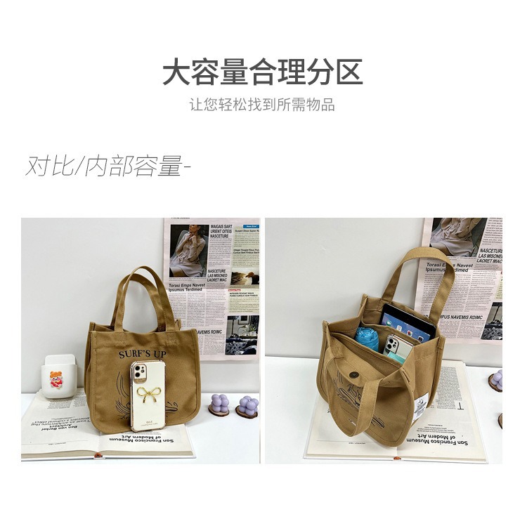 史比卡通帆布餐包加厚饭盒袋便当包防水手提保温袋学生大容量分隔详情6
