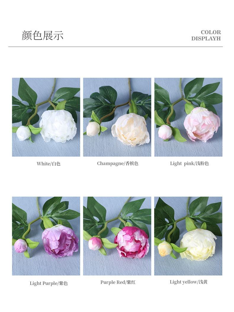 欧式迷你2头仿真牡丹花婚庆家居软装插花绢花摆放花艺仿真芍药详情4