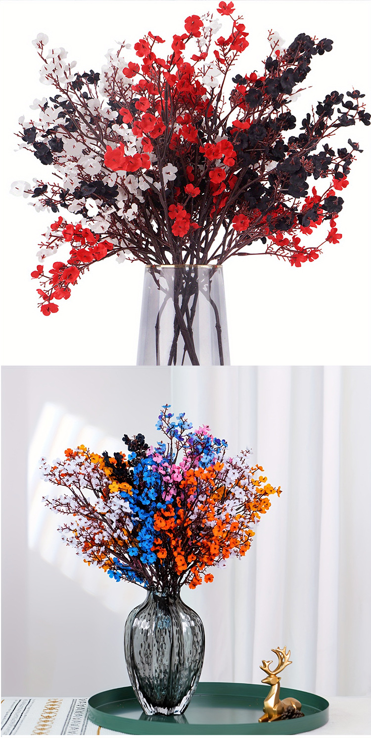 跨境爆款5叉满天星腊梅把束仿真花婚礼手捧花家居装饰布景插花详情10