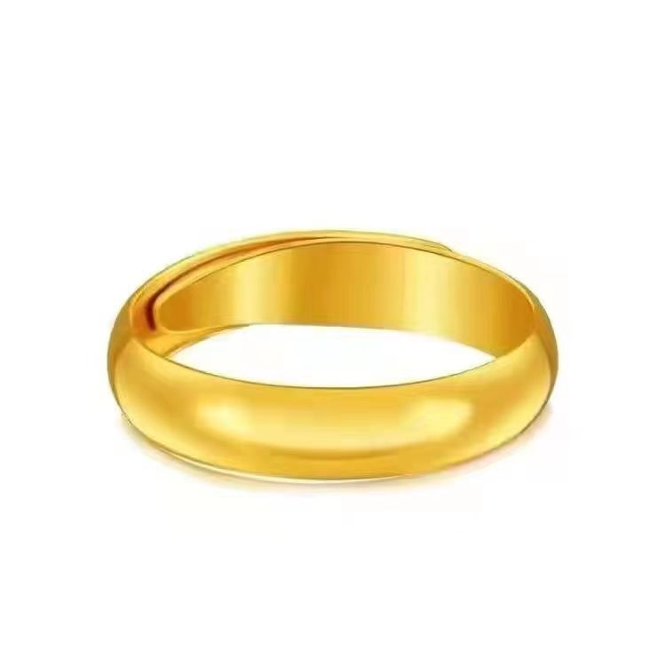 拼多多地摊镀银戒指光面开口配饰镀金戒指男女同款情侣戒指对戒详情5