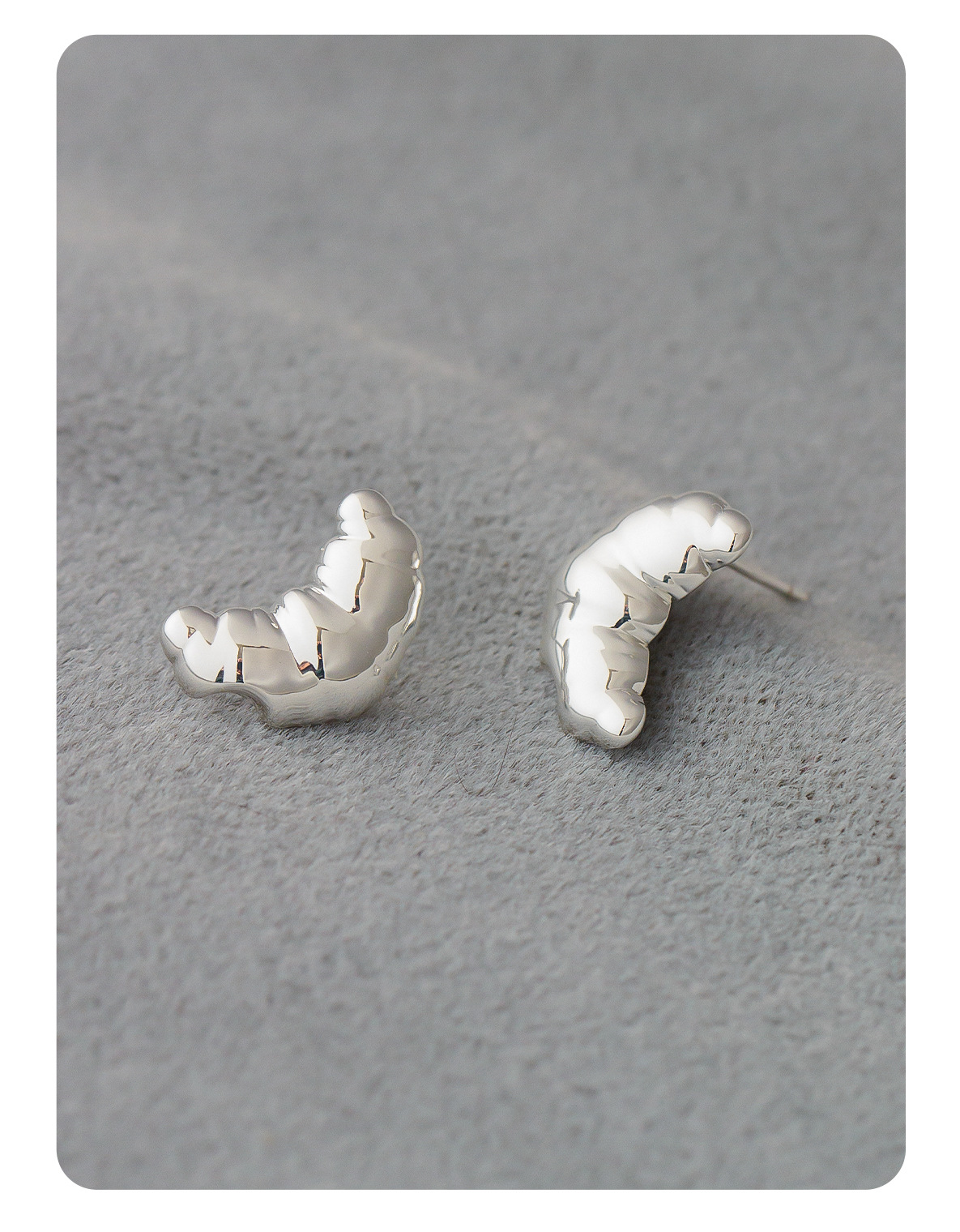 秋冬新款法式牛角包耳钉 简约气质独特个性冷淡风休闲小可颂耳钉详情8