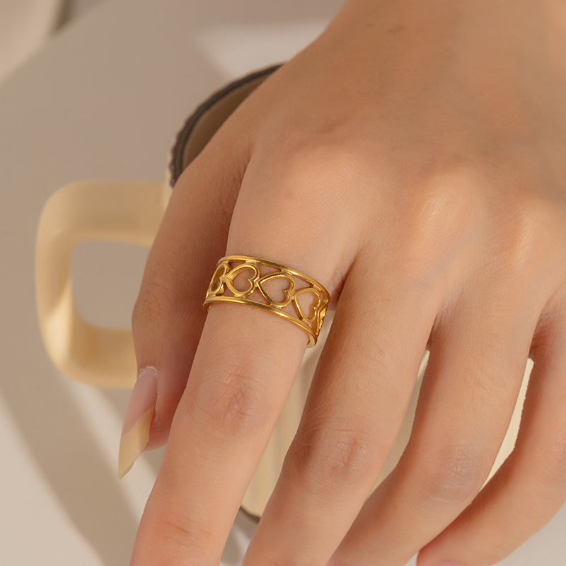 欧美时尚ins风简约钛钢戒指18k镀金不规则几何不锈钢女士饰品热销详情7