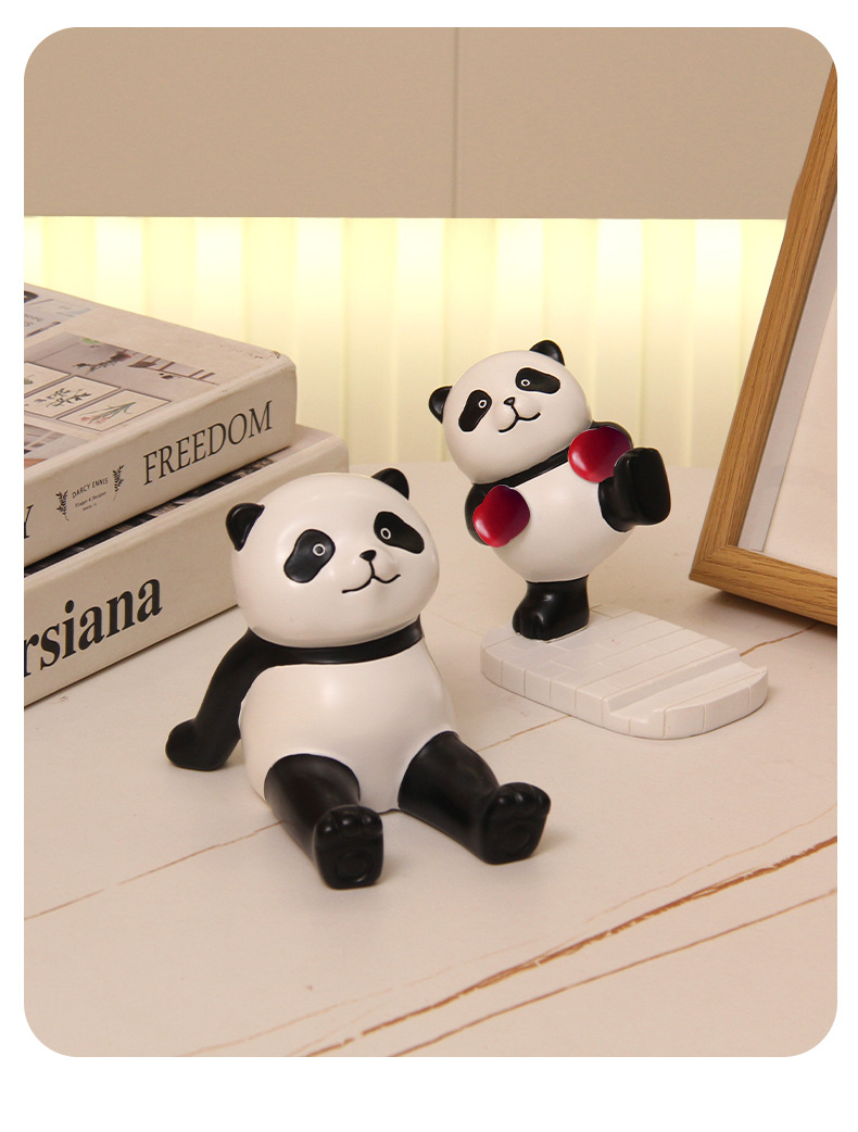 Resin handicrafts, panda phone stand ornaments, desktop office items, decorations, birthday gifts, cultural and creative gifts pic 11