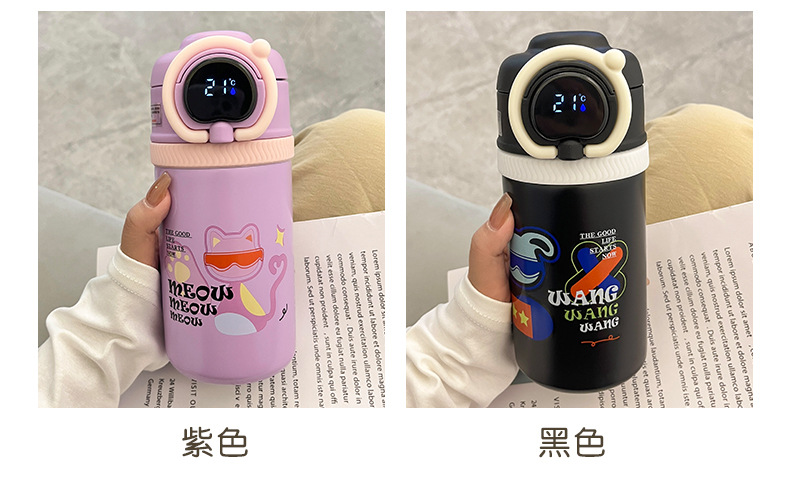 智能显温学生水杯2024新款卡通便携儿童吸管保温杯不锈钢厂家批发详情18