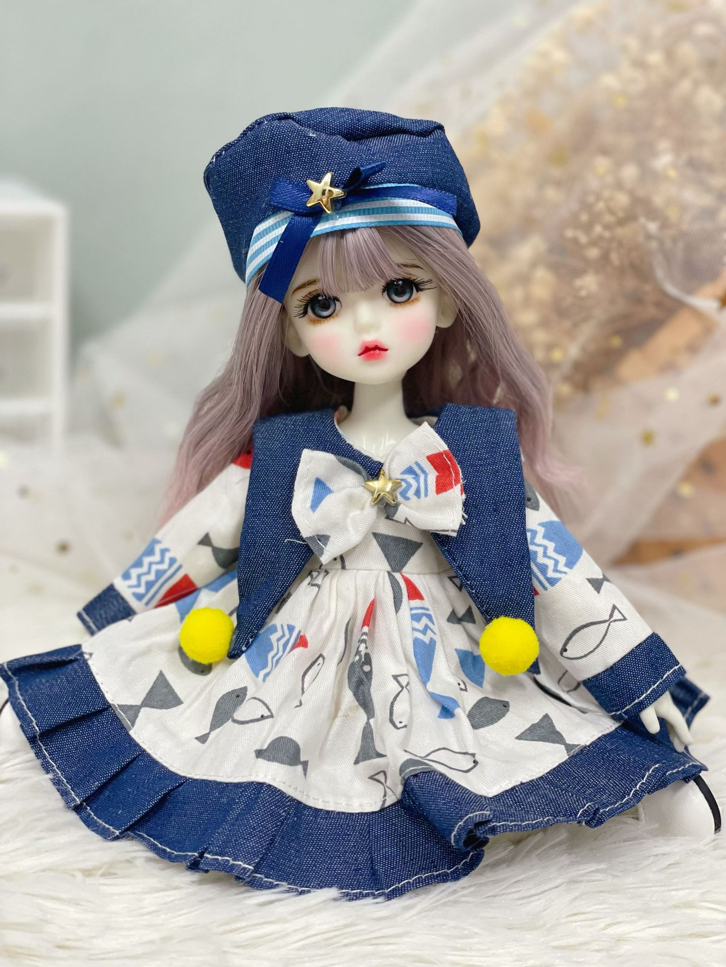 6 points bjd doll dress-up clothes, 30 cm doll set dress, autumn and winter outfits, Lolita jk maid dress pic 19