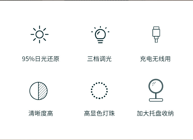 跨境智能梳妆镜化妆镜led灯台式鹿角支架宿舍镜子美妆镜补光灯详情2