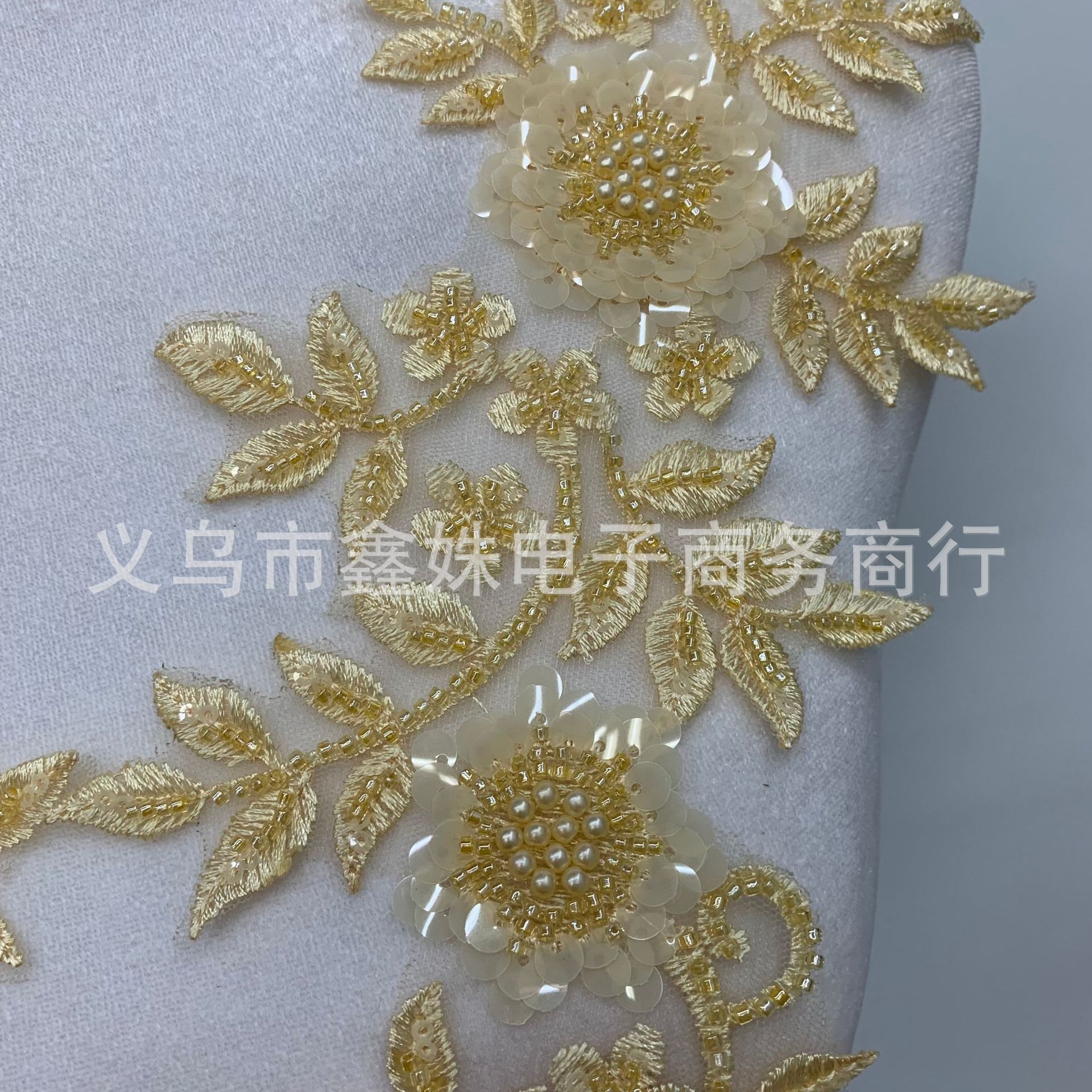 Best-selling colored three-dimensional lace embroidered fabric stickers for diy evening gowns and wedding clothing accessories with sequins and decals pic 11