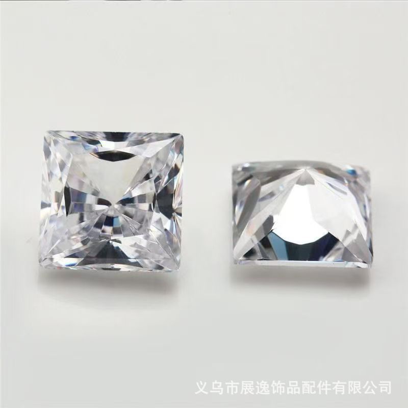 爆款直角正方形透明白色合成锆石裸石 方形饰品配饰厂家批发详情3
