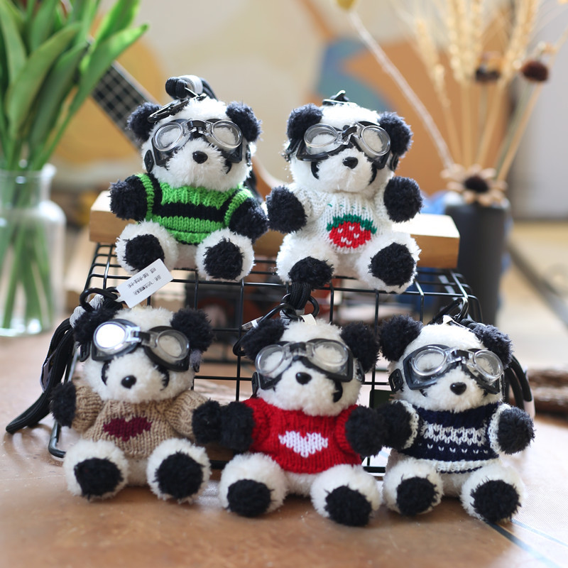 网红可爱萌毛衣小熊猫挂件毛绒玩具公仔大熊猫包包挂饰钥匙扣娃娃详情2