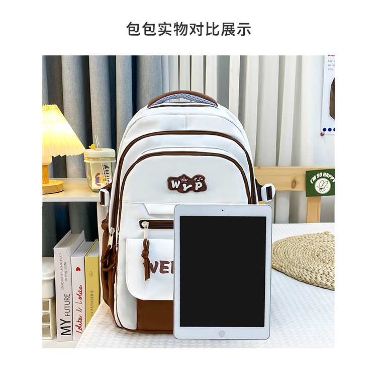 High-appearance-level color-blocking schoolbags for female junior high school students, large-capacity backpacks for high school students, multi-layered load-reducing backpacks for primary school students pic 5
