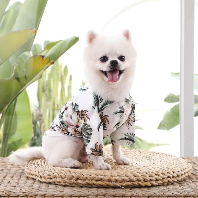 Pequeño y mediano perro playa piña camisa hawaii mascota perro gato golden hair primavera verano fino ropa artículos pic 12
