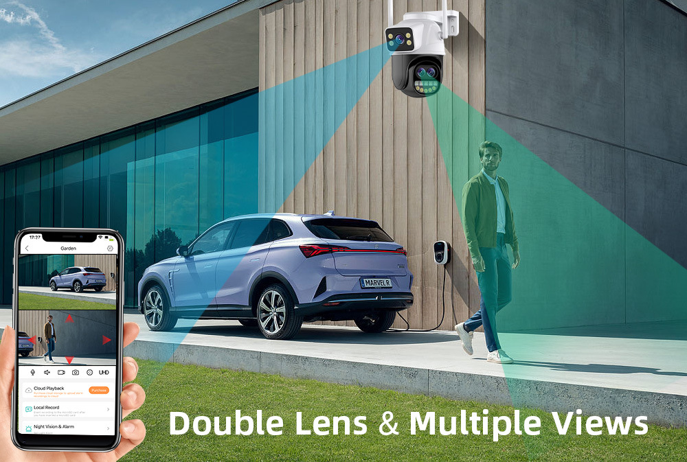 Three-eye zoom surveillance camera, home high-definition camera, wireless camera, wifi network, indoor and outdoor monitor pic 10