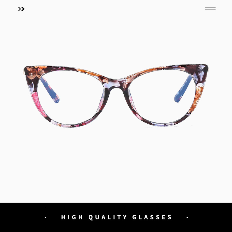 2024跨境个性新款猫眼防蓝光眼镜金属装饰平光镜欧美时尚框架眼镜详情4