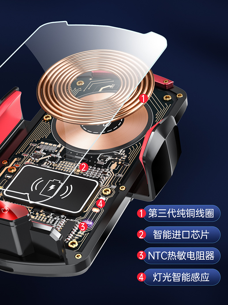 朋克风15W车载手机支架无线充电器出风口智能自动感应开合导航架详情4