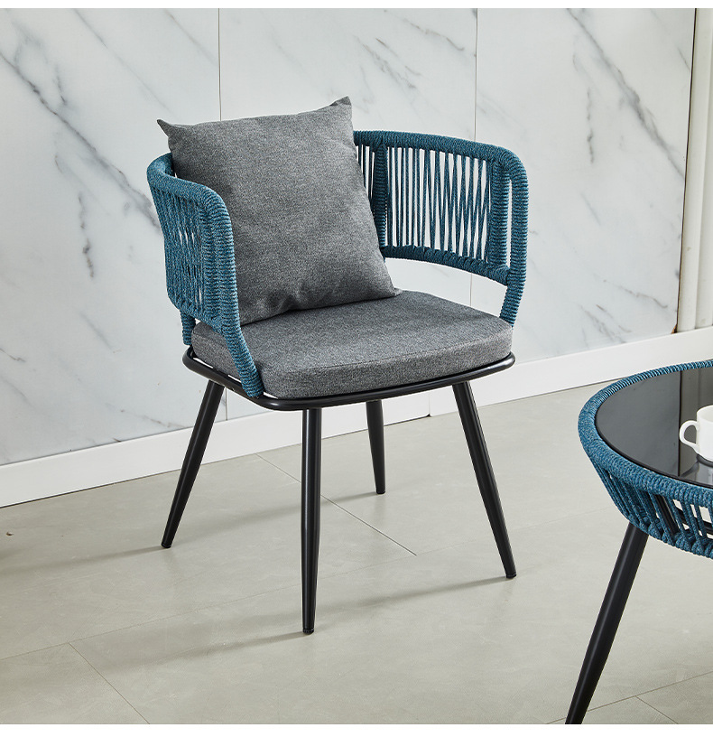 Outdoor balcony leisure sun protection rattan chair courtyard Outdoor hotel terrace collision salad rope dining chair homestay courtyard rattan chair garden table pic 16