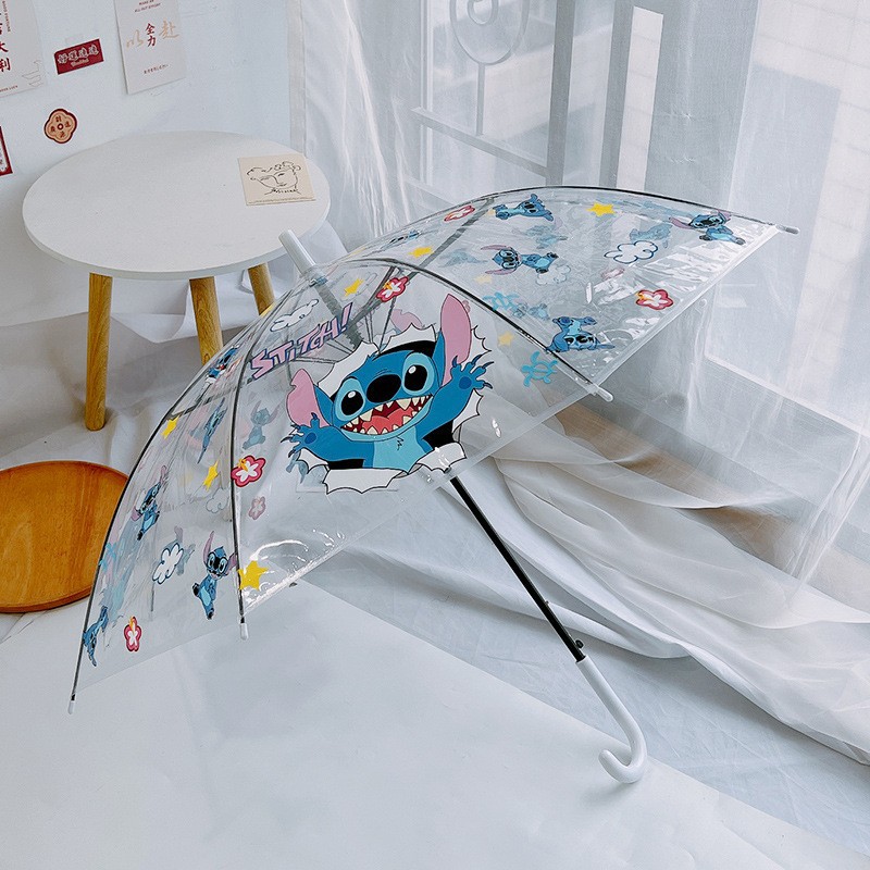 史迪仔全自动透明雨伞卡通动漫网红折叠三折伞遮阳黑胶学生男女伞详情4