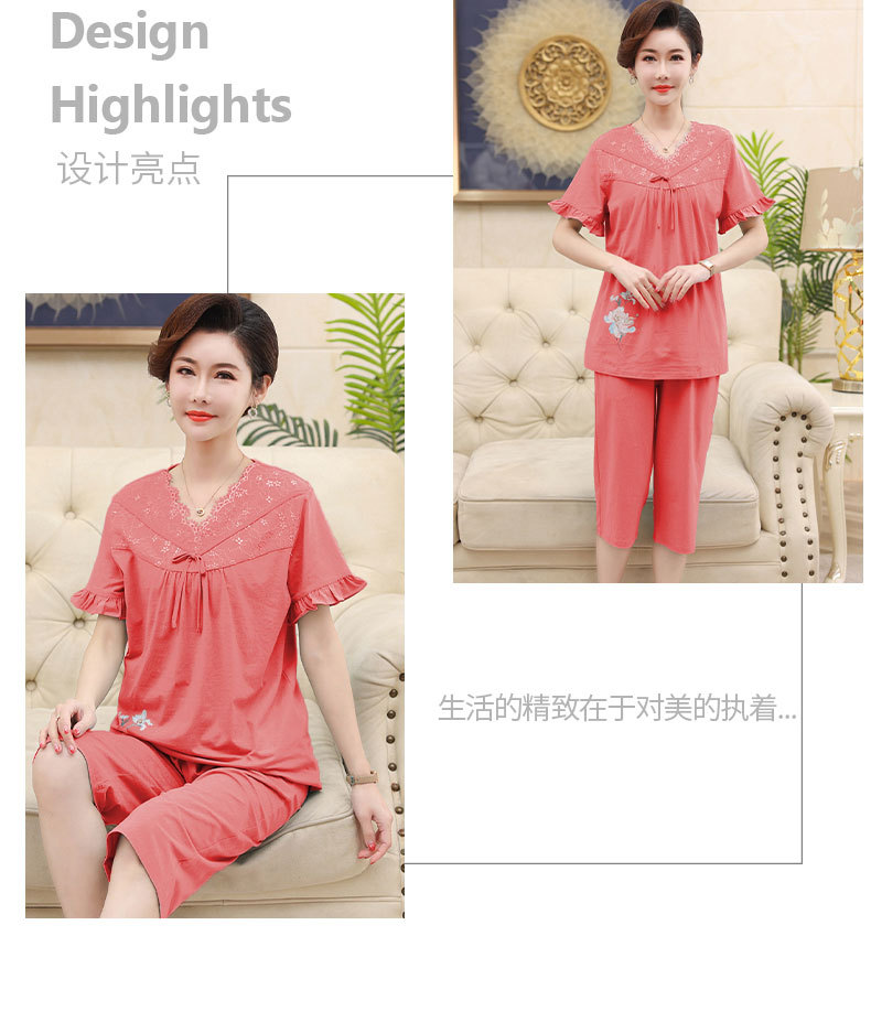 Middle-aged and elderly women wear summer short-sleeved, thin cotton clothes. Middle-aged women wear summer round-neck home clothes. Grandmothers and the elderly pic 83