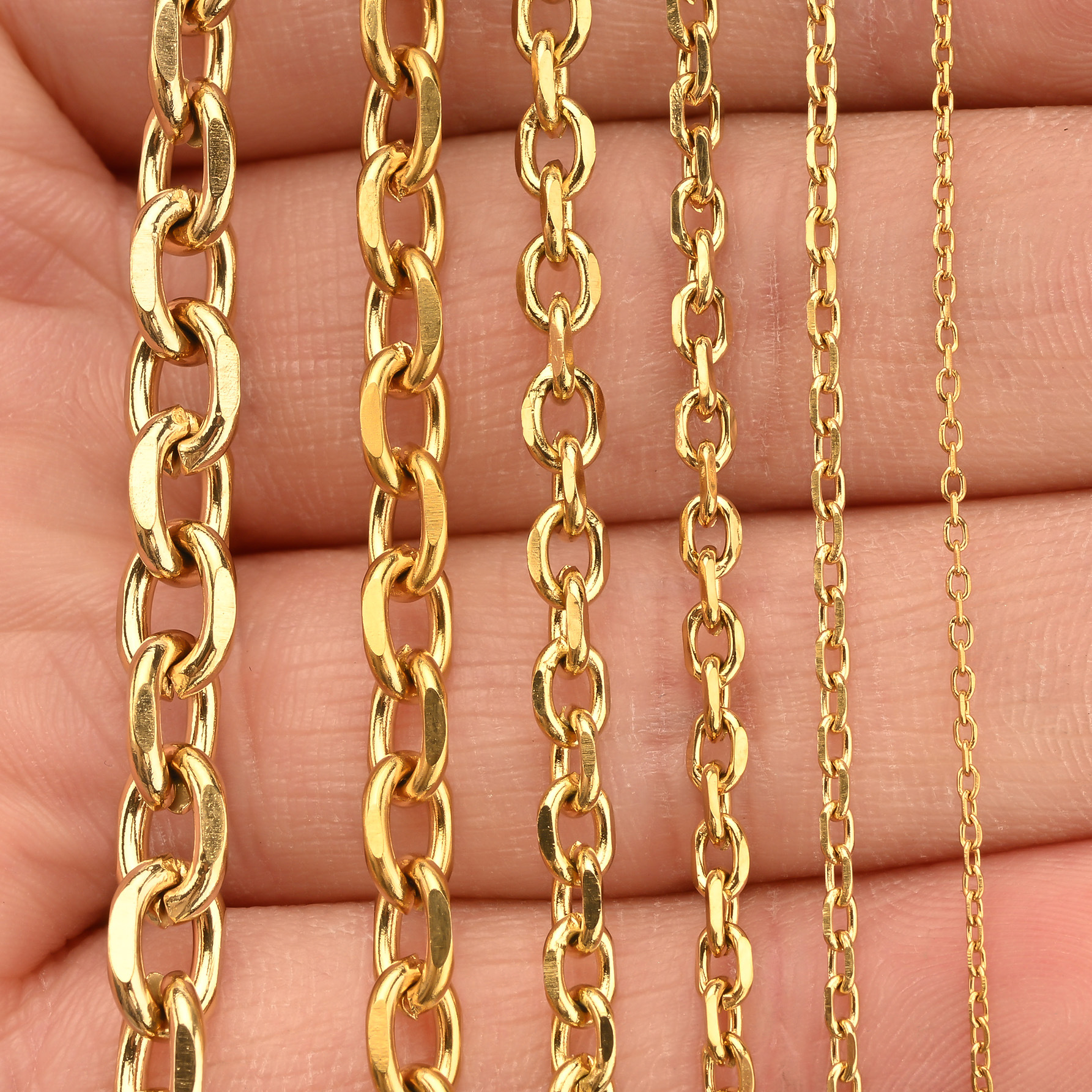 Stainless steel chains, vacuum electroplated O-shaped chains, corner engraving, jewelry, DIY accessories, clothing, shoes, bags, five-color bracelets pic 2
