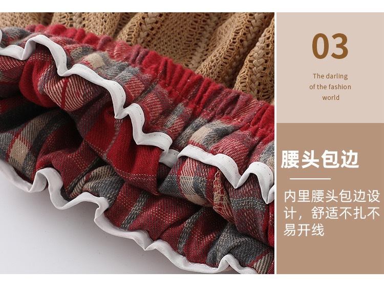 Forest-themed retro checkered skirt for women 2025 new autumn and winter design, irregularly pieced high-waisted A-line long dress pic 16