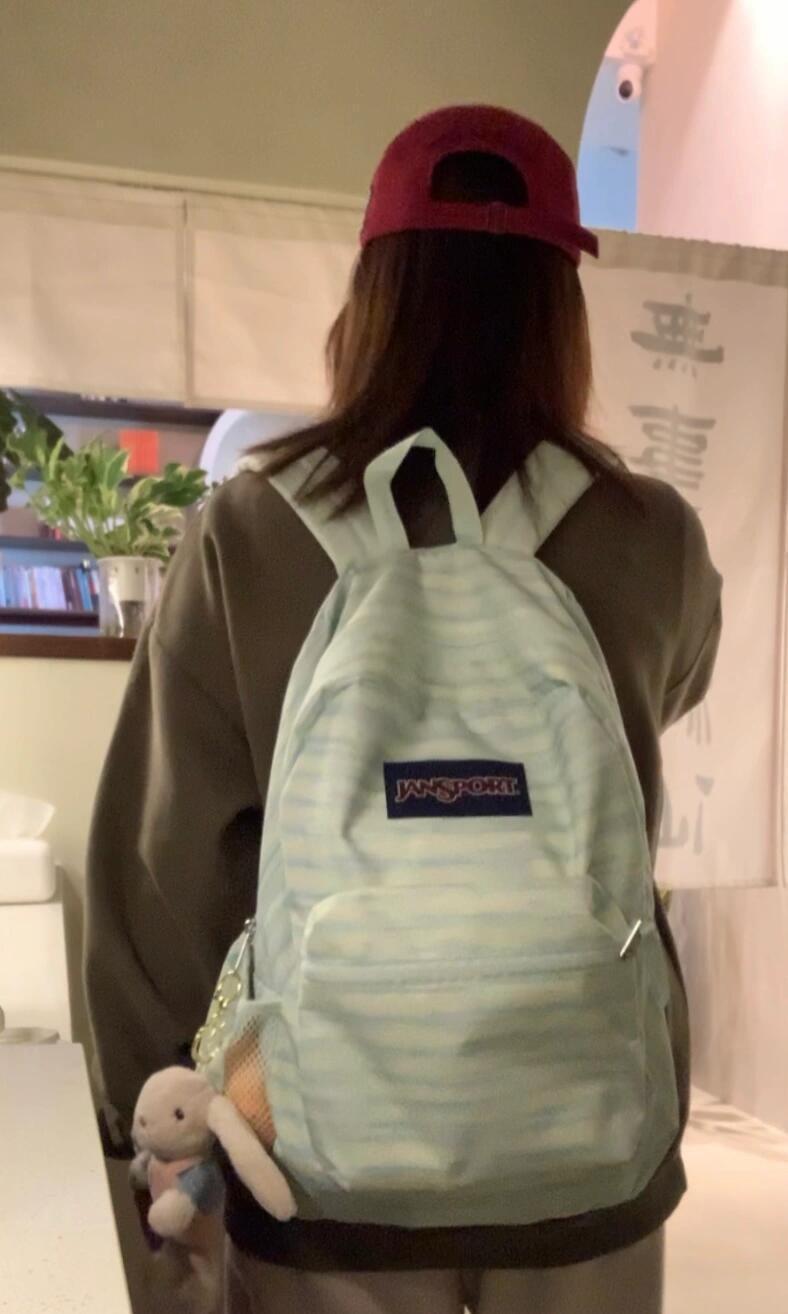 跨境外贸JANSPORT双肩包学生书包男女款背包蝶漾青漾雾霾蓝可代发详情46