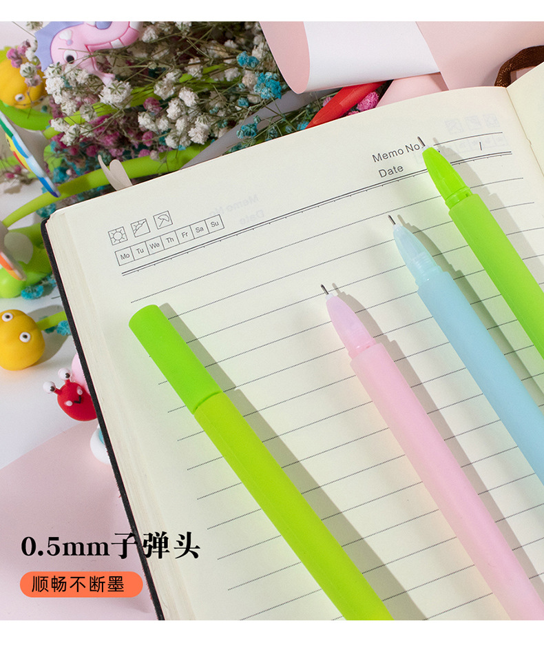 Cute cartoon stress-relieving gel pens, student creative stationery, silicone swing pens, stress-relieving pens wholesale pic 8