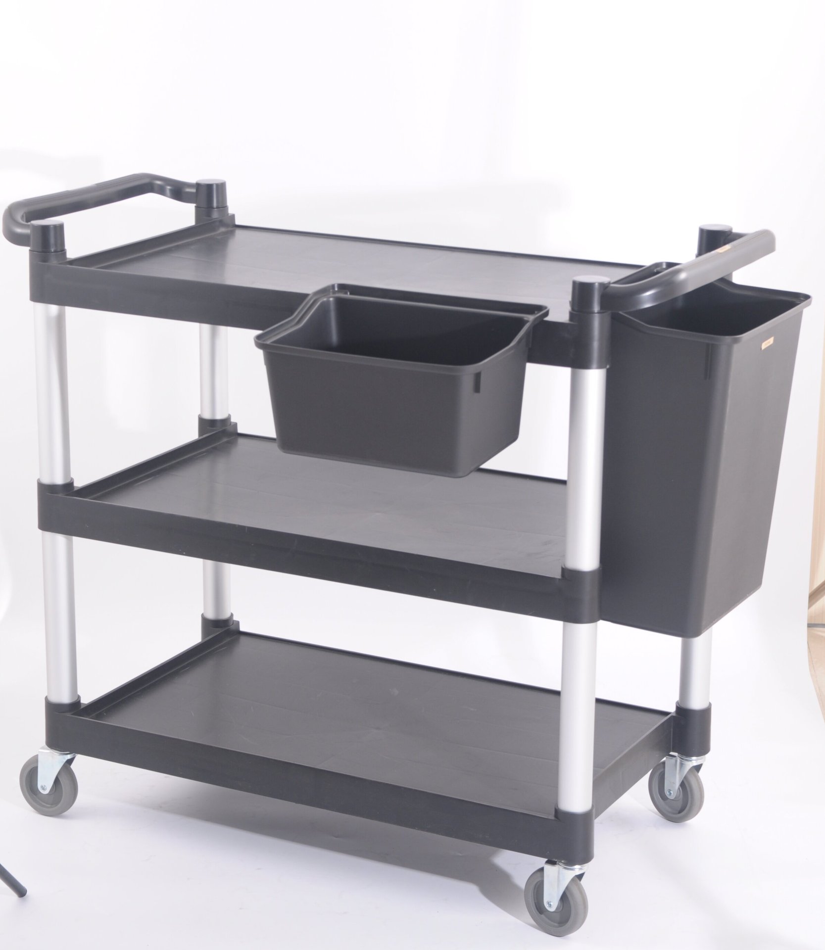 Three-layer plastic food collection cart, hotel food delivery cart, restaurant commercial trolley, restaurant mobile serving cart, beverage cart pic 12