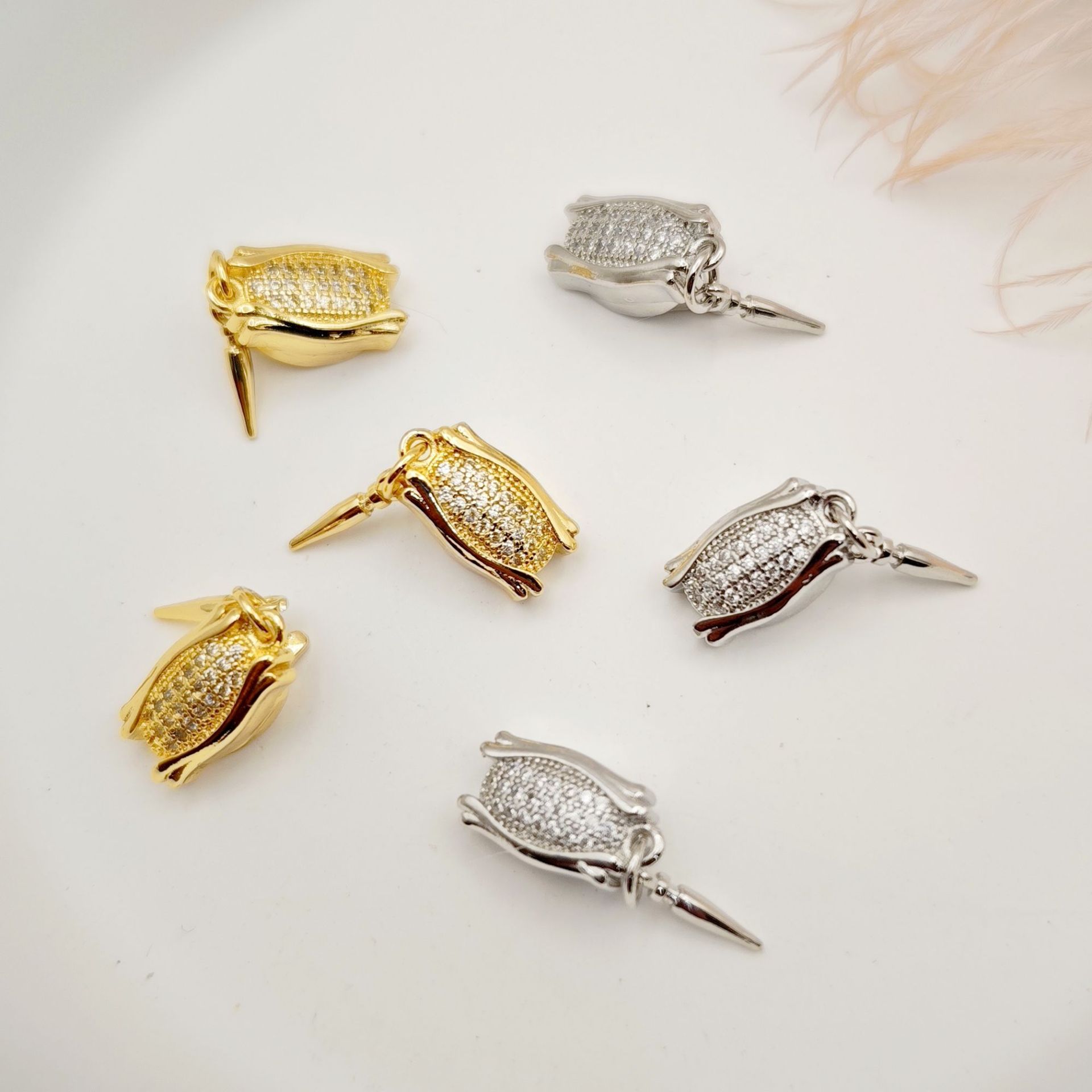 Pearl necklace, ingot clasp, cashew nuts, white scallops, diy accessories, handcrafted end connection clasp, bracelet, stick press clasp pic 13