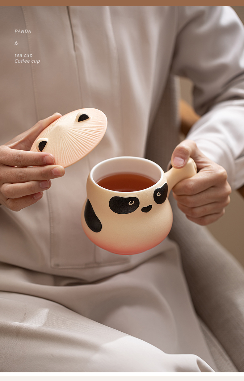 创意陶瓷马克杯带盖勺设计感小众高颜值精致熊猫杯茶杯陶瓷咖啡杯详情17