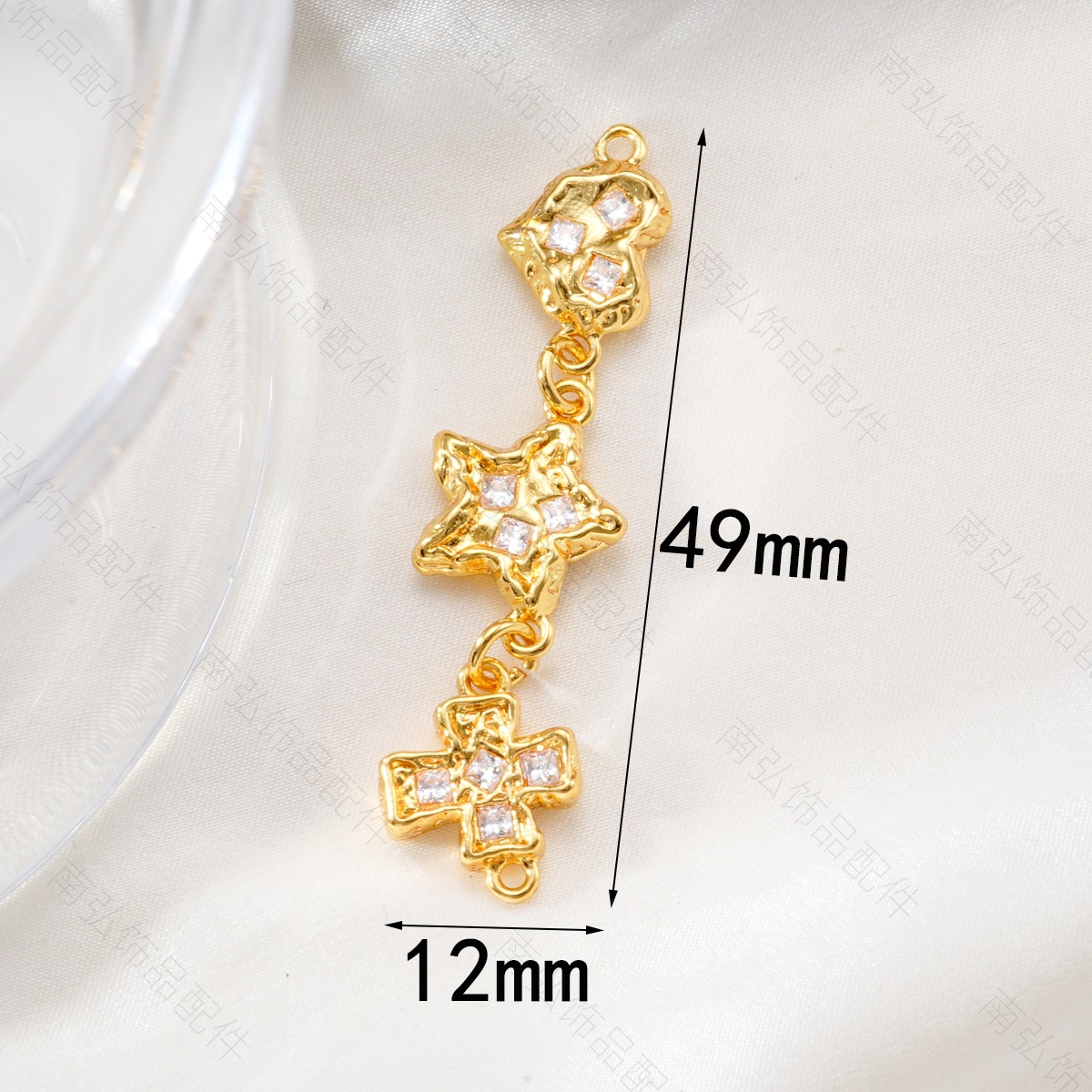 Copper-plated 18k color retention, zirconium-inlaid heart cross star pendant bracelet, pearl necklace, clasp, DIY jewelry accessory pic 4