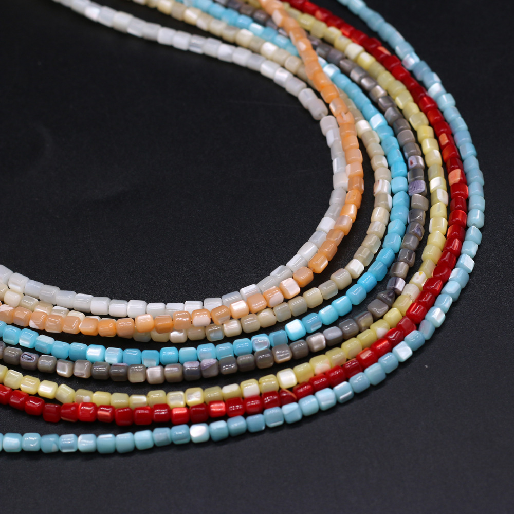 diy beaded jewelry materials, loose beaded bracelet accessories, handcrafted colorful natural freshwater shells, crushed stones, square pic 3