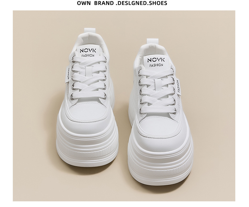 The thick-soled, insole, breathable white sneakers are a perfect match for women and are a new sporty casual shoe for Spring and summer 2025 pic 17