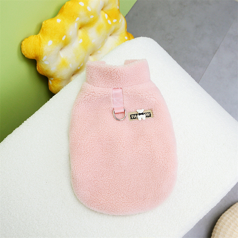 23年秋冬季新款可牵引加厚双层韩系羊羔绒宠物狗狗马甲详情2