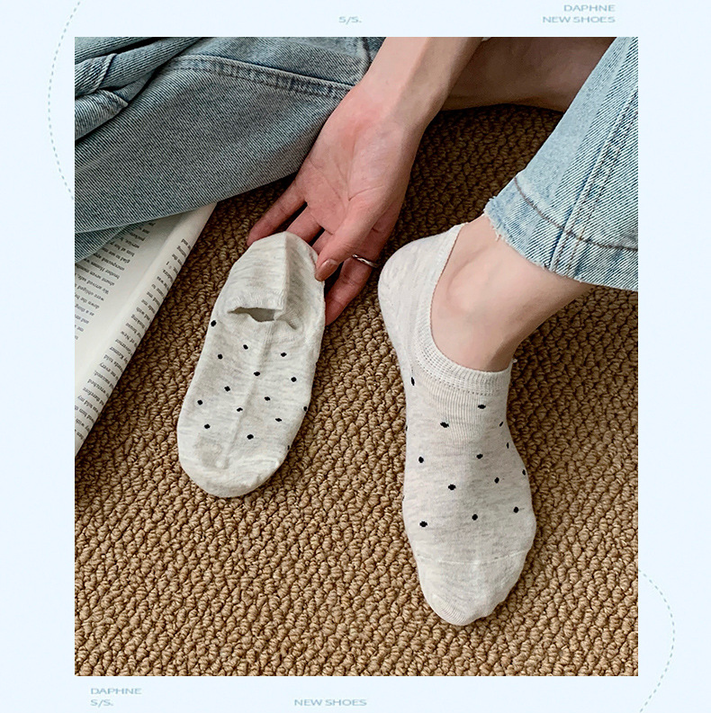 春夏季浅口船袜波点ins日系袜子女纯色圆点不掉跟隐形女短袜批发详情5